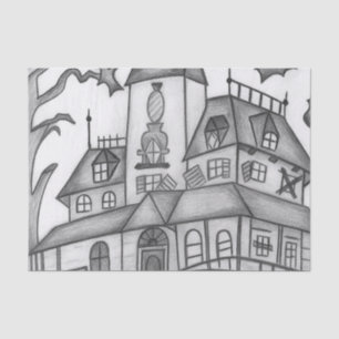 Papel De Seda Halloween, Casa Assombrada e Morcegos