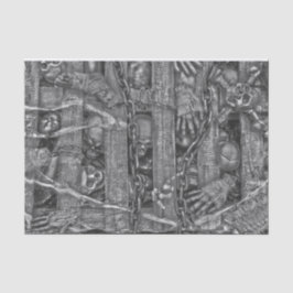 Papel De Seda Halloween - Crânios Góticos Negra E Branca