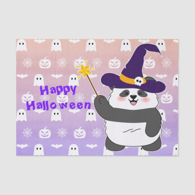 Papel De Seda Halloween Cute Baby Panda Witic Wand (Frente )