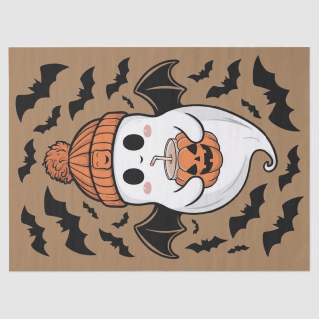 Papel De Seda Halloween Cute Ghost Fall Spooky Season Gift (Frente )