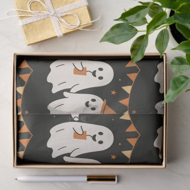 Papel De Seda Halloween Cute Ghosts Part  (Presente)