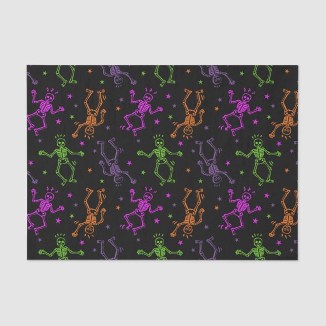 Papel De Seda Halloween Dancing Skeletons (Frente )