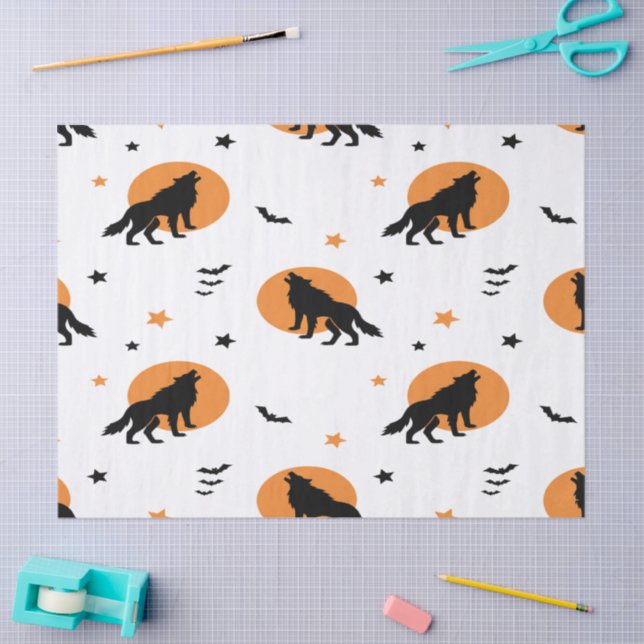 Papel De Seda Halloween de Wolf Pack assustador (Arte )