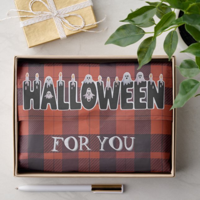 Papel De Seda Halloween Ghost Candle Lettering (Presente)