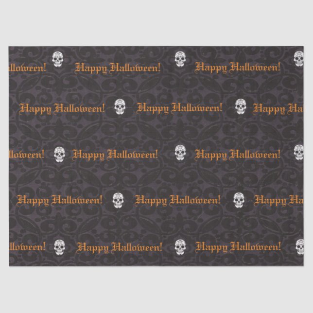Papel De Seda Halloween Happy Skulls Tissue Paper (Frente )