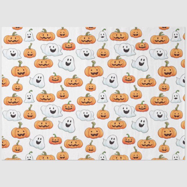 Papel De Seda Halloween Jack O Lanterna com Boo Padrão (Frente )