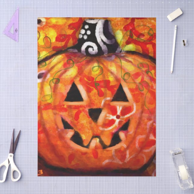 Papel De Seda Halloween Jack O Lanterna Pumpkin - Dissociação Fl (Arte )