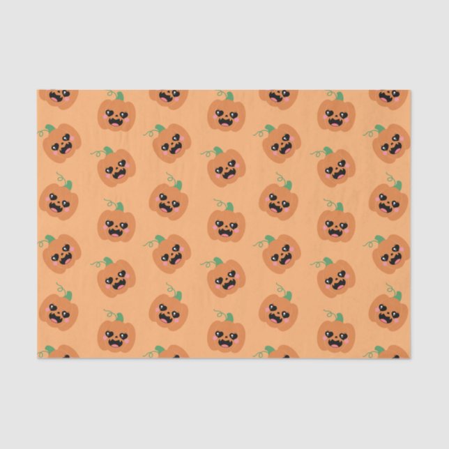 Papel De Seda Halloween Kawaii Pumpkins (Frente )