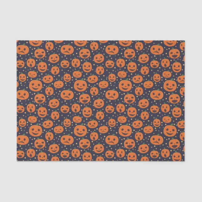 Papel De Seda Halloween Pumpkin Padrão Jack-o-Lanterna Festivo (Frente )