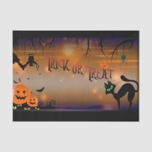 Papel De Seda Halloween Pumpkins Bats Black Cat Elevado Olhos Ve
