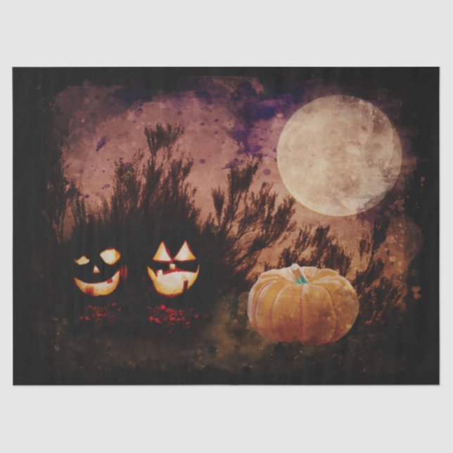 Papel De Seda Halloween Pumpkins na Nuvem do Luar (Frente )