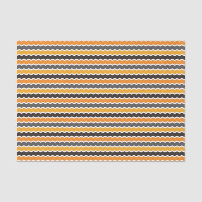 Papel De Seda Halloween Retro 1960s Chevron Orange Black (Frente )