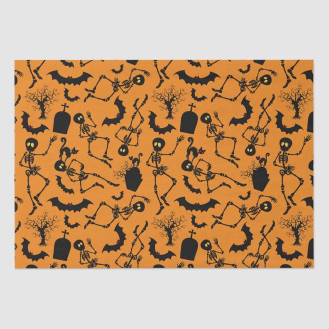 Papel De Seda Halloween Skeletons Macabre Dance (Frente )