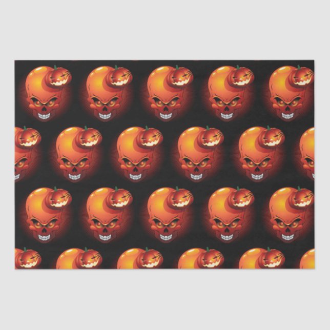 Papel De Seda Halloween Skull e Pumpkin (Frente )