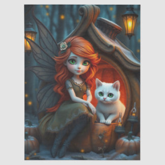 Papel De Seda Halloween Spooky Cat and Fairy Fantasy  Tissue Pap