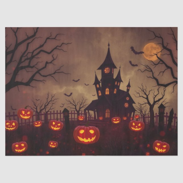Papel De Seda "Halloween Spooky Scene Fantasy" (Frente )