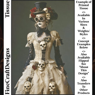 Papel De Seda Halloween Steampunk Feminino & Caveiras S1 Decoupa