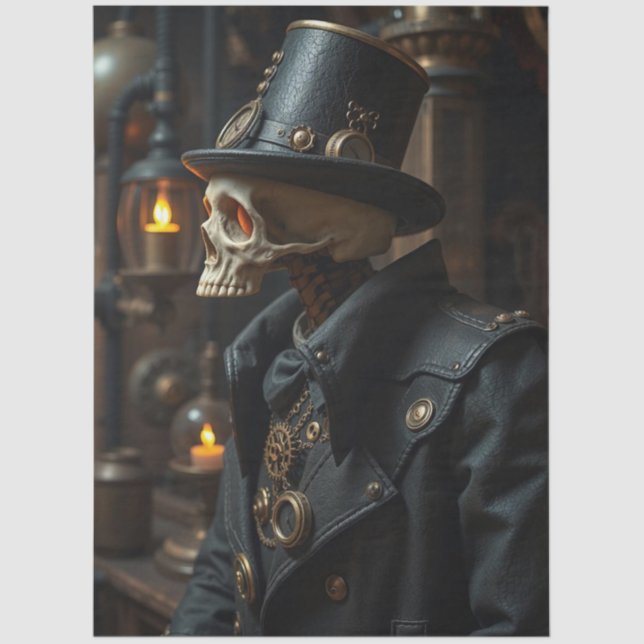Papel De Seda Halloween Steampunk Skeleton (Frente )