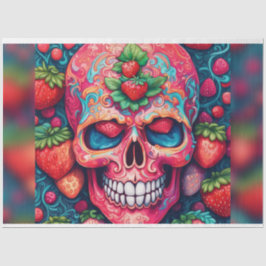 Papel De Seda Halloween Strawberry Skull Decoupage Paper