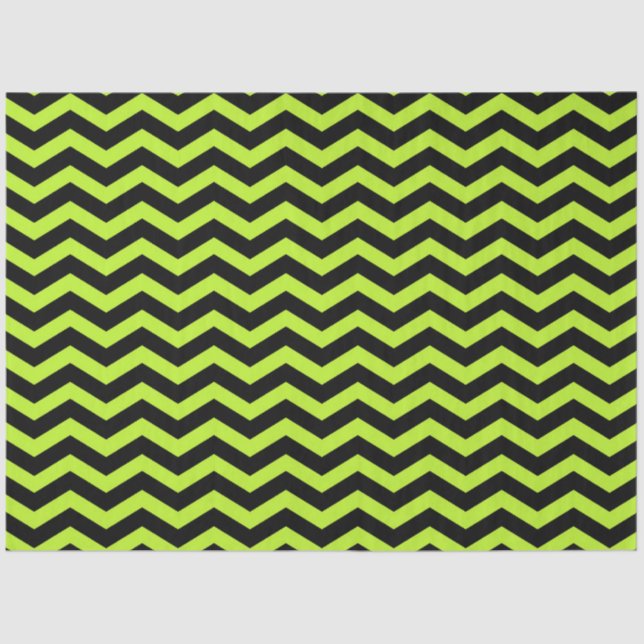 Papel De Seda Halloween Style | Peridot Green Black Chevron (Frente )