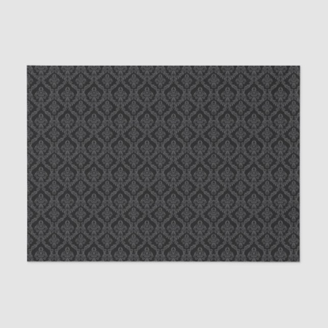 Papel De Seda Halloween Victorian Black Brocade Damask (Frente )