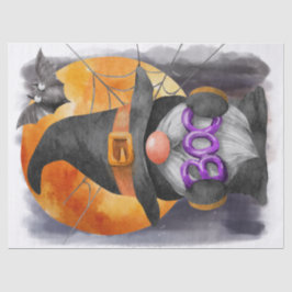 Papel De Seda Halloween Watercolor Boo Gnomo