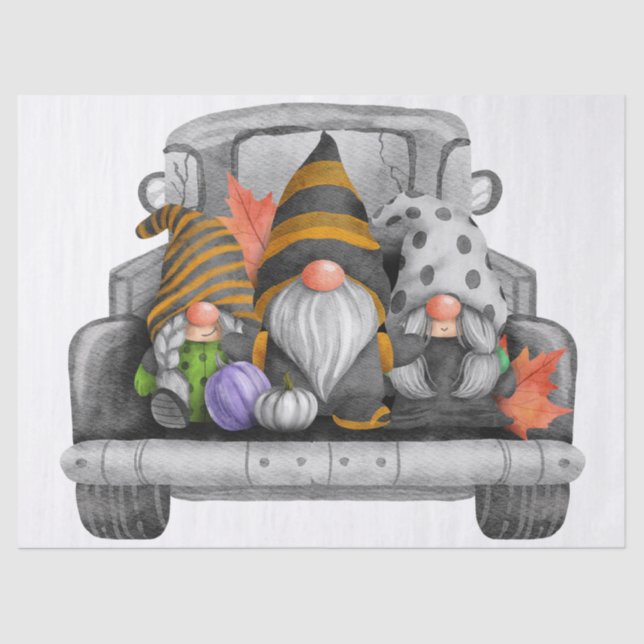 Papel De Seda Halloween Watercolor Truck Gnomos (Frente )
