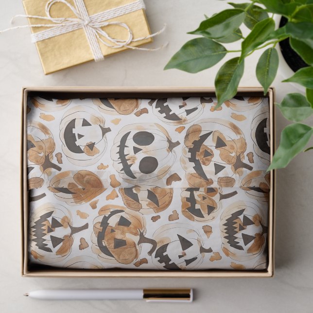 Papel De Seda Halloween Western Cowboy Cowgirl Pumpkins (Presente)