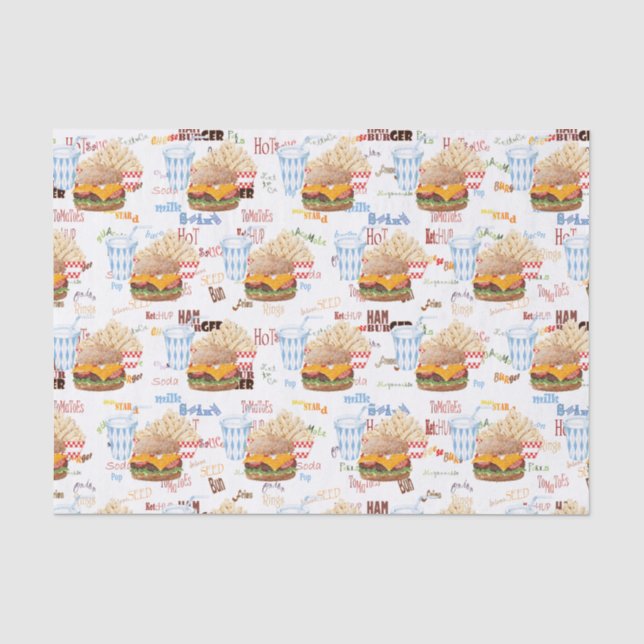 Papel De Seda Hambúrguer Batata Frita Comida Rápida Churrasco La (Frente )