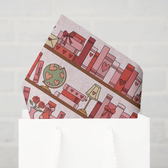 Papel De Seda Hand Drawn Book Lover Pattern Tissue Paper (Sacola de presentes)