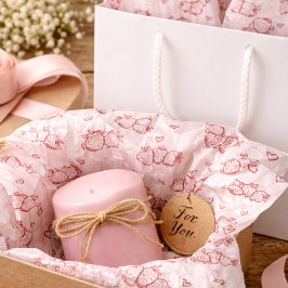 Papel De Seda Hand Drawn Cottagecore Pink Stripe Strawberry