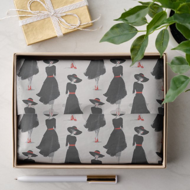 Papel De Seda Hand Drawn Little Black Dress Fashion Pattern (Presente)