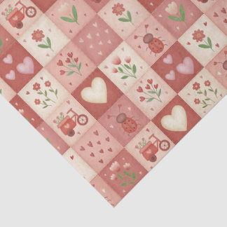 Papel De Seda Hand Drawn Sweet Patchwork Pattern - Tissue Paper