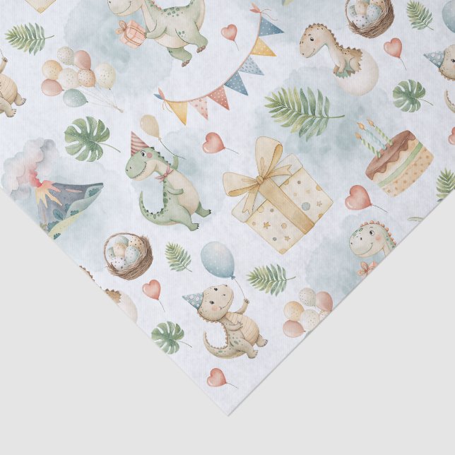 Papel De Seda HandPainted Birthday Dinos Tissue Paper (Detalhes)