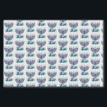 Papel De Seda Hanukkah Floral Menorah Padrão<br><div class="desc">Ilustração de Hanukkah por Cindy Bendel. Você pode mudar o tamanho do padrão para tornar a menorah maior ou menor. Clique no botão editar para modificar o padrão.</div>