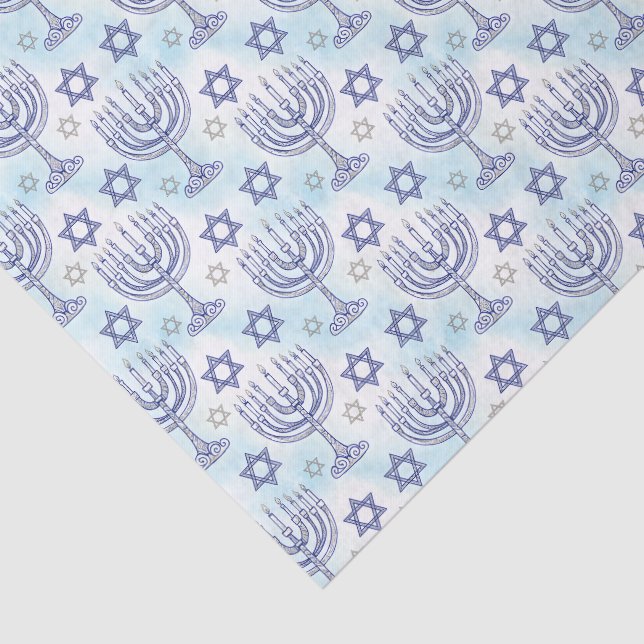 Papel De Seda Hanukkah Menorah Star of David Doodle Art Style (Detalhes)