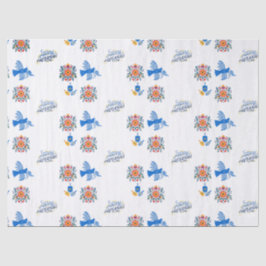 Papel De Seda Hanukkah Tissue paper - dreidel, floral