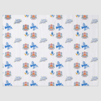 Papel De Seda Hanukkah Tissue paper - dreidel, floral