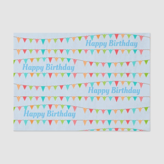 Papel De Seda Happy Birthday Colorful Bunting Flags (Frente )