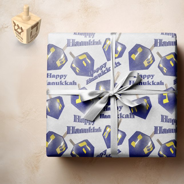 Papel De Seda Happy Hanukkah Spinning Dreidel (Criador carregado)