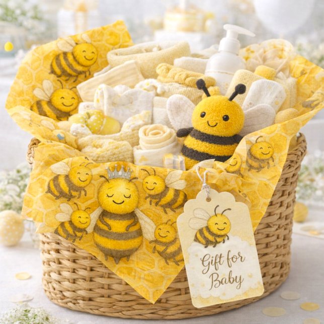 Papel De Seda Happy Hive Queen Bee Craft  (Line baby's gift basket with sweet bee tissue paper. )