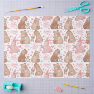 Papel De Seda Happy Mother’s Day Cute Bear & Bunny