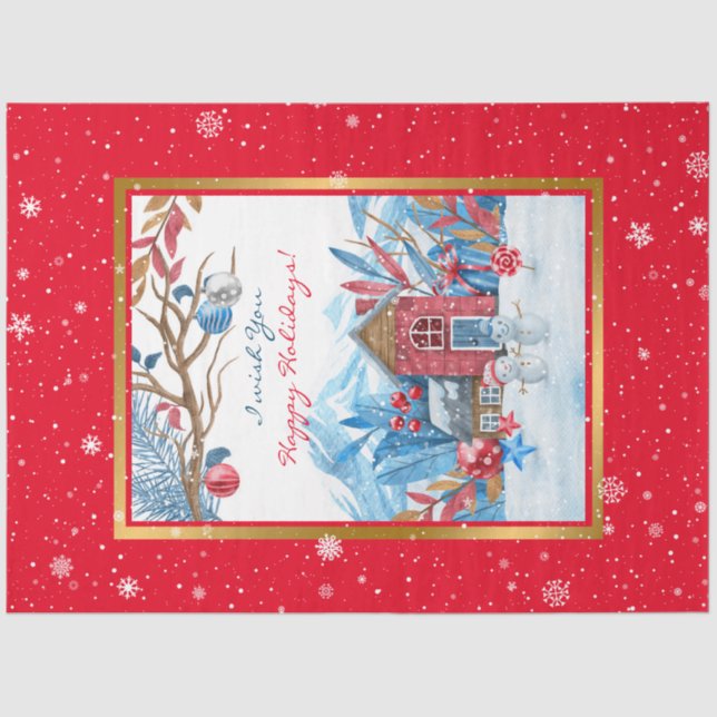 Papel De Seda Happy Snowman Personaliza (Frente )