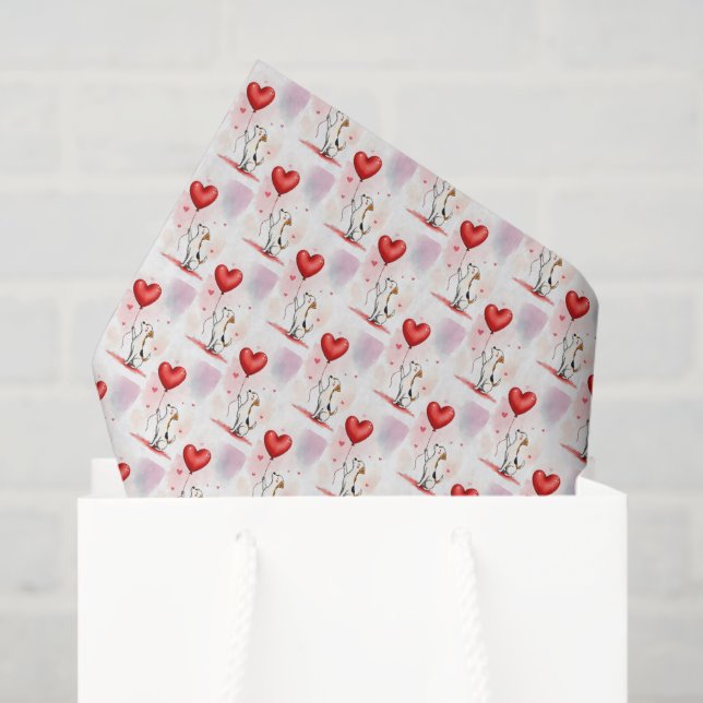 Papel De Seda Happy Valentine's Day Tissue Paper Dog Hearts (Sacola de presentes)