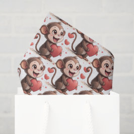 Papel De Seda Happy Valentine's Day Tissue Paper Monkey Hearts