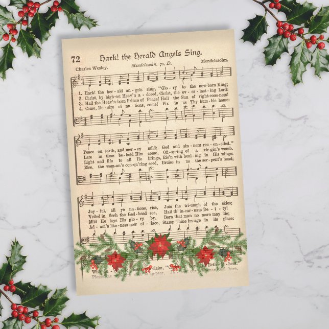 Papel De Seda Hark the Herald Angels Sing Music Sheet Decoupage (Christmas Sheet Music for Decoupage)