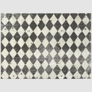 Papel De Seda Harlequin Black n Cream Ephemera Wood Decoupage