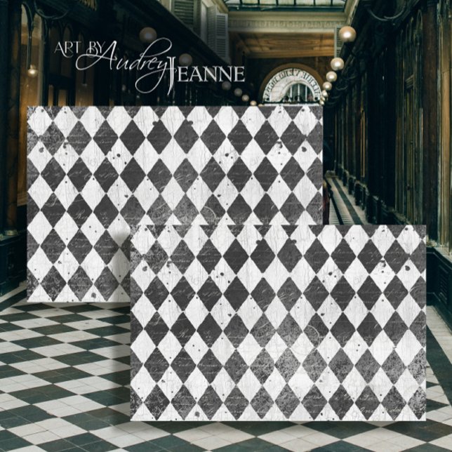 Papel De Seda Harlequin Ephemera Black n White Wood Decoupage (Criador carregado)