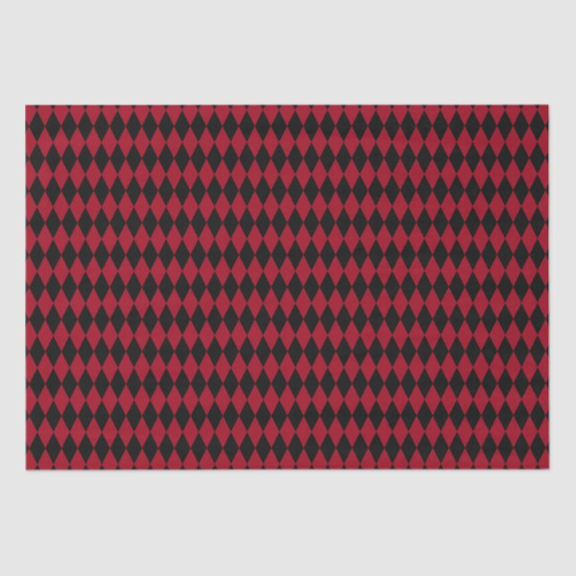 Papel De Seda Harlequin Red and Black Vintage (Frente )