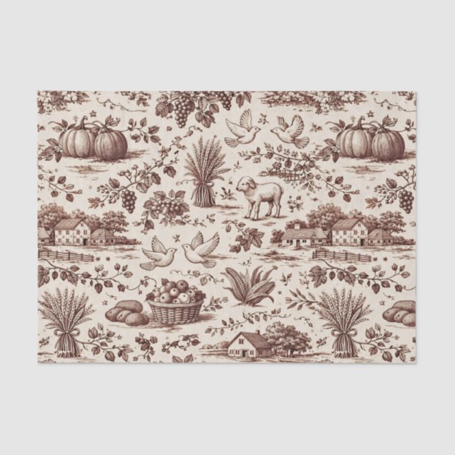 Papel De Seda Harvest Sepia Brown Toile (Frente )